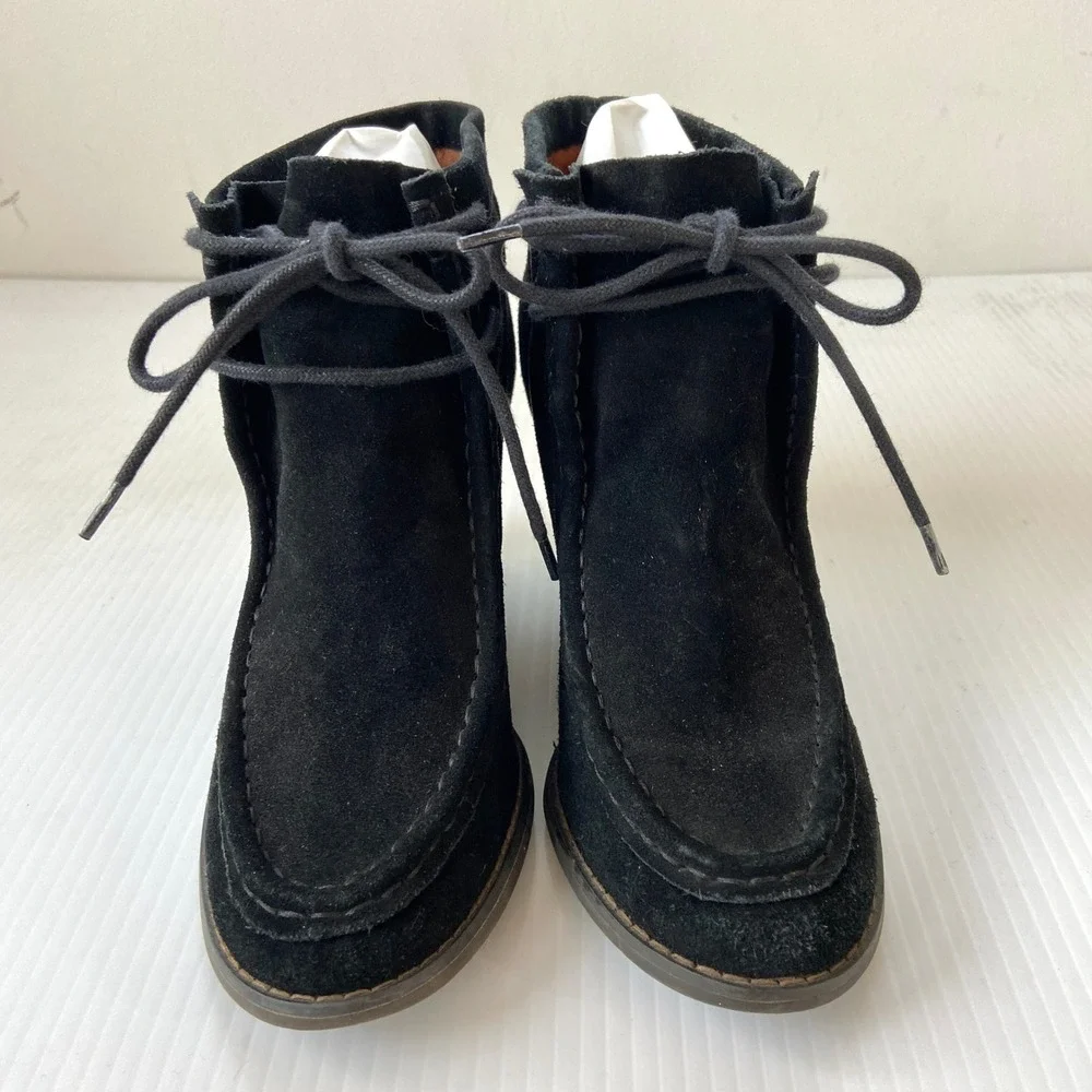 Lucky Brand Ysabel Wedge Bootie Black Suede Womens‎ 8.5